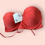 Ymi Nwt Womens size large strapless cupped pushup bright coral bikini top​​​…​ Photo 8