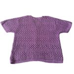 VTG Crochet Purple Cardigan Small Cropped Cottagecore Cross Stitch Floral Granny Photo 5