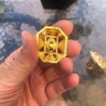 Avon Vintage 80s Avon Shaped Pastel Enamel Rhinestone Gold Tone Clip Earrings Photo 2