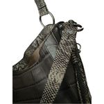 G.I.L.I Gray Croc Embossed Genuine Leather Satchel Handbag. Photo 4