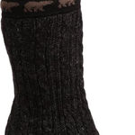 Sorel Womens Black Knit Bear Pattern Leg Warmers Boot Toppers Size 8.5 Photo 0