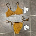 Good American NEW Always Fits Crinkle Bikini Set Swimsuit Bottoms Bronze Brown Photo 9