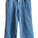 ZARA Crop Wide Leg Denim Culotte Pants High Waisted Women's Size 8 Casual Boho Photo 0