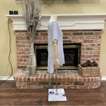 CARAMELA light blue and white pinstriped peplum blouse w/keyhole back / L / EUC Photo 8