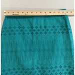 Loft Ann Taylor  Skirt Womens 0 Green Cotton Eyelet Pencil Lined Workwear Slit Photo 3