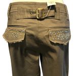 Cache Embellished Zipper Ankle Adjustable Self Belt Pant Jean New Stretch $118 Photo 1