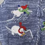 Womens M Holiday Christmas Vest Polar Bear Embroidered Sequined Cottage Festive Blue Size M Photo 4