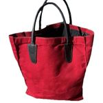 T. Anthony New York Red Canvas/ Black Leather Travel Duffle Tote Bag USA Made Photo 0