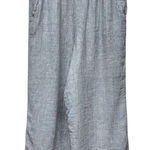 Tahari  Linen Wide Leg Pants Women Sz L Gray Pull On Coastal‎ Lagenlook Boho Photo 0