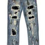 DNA Premium Painted Embellished Ripped Destroyed Blue Jeans 30 Streetwear Grunge Photo 1