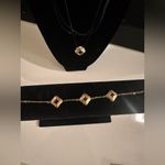 SLIDE 18k goldPlated bracelet and necklace on leather chain set #jewelleryset Gold Photo 5