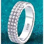 Boutique NEW 14k Gold Plated S925 Triple Row Eternity Round Diamond Wedding Ring, Size 7 Photo 4