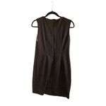 Chic Colorblock Sheath Dress AA Studio Black Beige Faux Leather Trim 4P Photo 6