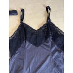 Vintage Wonder Maid Nightgown Navy Black Satin Full Slip Lace SZ 38 Negligee Size M Photo 3