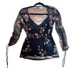EXPRESS WHIMSY GOTH MESH SHEER FLORAL BLOUSE NWOT SIZE X SMALL Photo 0