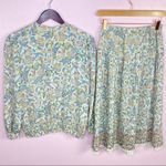 Vintage Shrader Sport Paisley Floral Knife Pleat Midi Skirt Set Cream Multi 6P Pink Photo 11