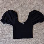 Hill House  Black Puff Sleeve Crop Top Photo 1