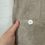 J Jill Beige Linen Open Knit Kangaroo Pocket Sweater Long Sleeve L Lagenlook Tan Size L Photo 2