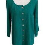 Soft Surroundings  Size L Bar Harbor Gauze Top Shirt Green Style 2CD36 Photo 0
