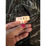 THML Green Velvet Mock Neck Puff Sleeve Textured Short Sleeve Top Size Small Photo 4