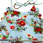 Cupshe Medium Swimsuit One-Piece Floral Tie Halter Padded Lined Scalloped Multi Photo 2