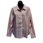 White Stag  Pink/White Striped‎ Long Sleeve Shirt Size XL Button Up Collar Photo 0