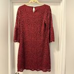 Garnet Hill  Burgundy Bell Sleeve Lace Overlay Cocktail Dress Size 04 Photo 3