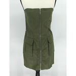 Honey Peach Green 100% Cotton Mini Dress Sz S | Cargo Pockets & Full‎ Zipper Photo 4