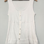Soft Surroundings  Button Front Cotton Tank Top White Y2K Feminine, S Photo 0