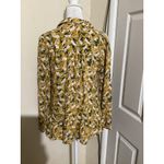 Maeve Anthropologie Rabbit Print Button Up Shirt Blouse Mustard Yellow Green 4 Photo 2