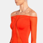 NWT OW Collection Swirl Blouse in OW Red Sz Small $145 Orange Photo 0