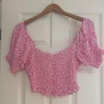 Le Lis Pink Floral Smocked Top and Skirt Set Photo 0
