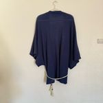 Free People NWOT  Caravan waffle knit cardigan kimono OS blue belted oversized Photo 5
