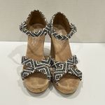 Toms Women's Seinna Aztec Black and white pattern Wedge Heel Sandals Size 6 Photo 1