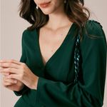 Rihoas The Green V Neck Button Shirt Mini Dress Photo 1