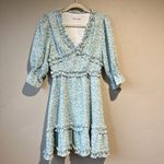 Pink Lily Women's Dress S Ditsy Floral Ruffle Coquette Feminine Preppy Blue Short Preppy Photo 2