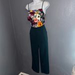Retro Stage New w Tags Floral Green Holiday Christmas Jumpsuit Womens Small Photo 2