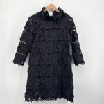 Tuckernuck NWT  Guipure Lace Daphne Dress Black Ruffle Neck Bow Back Size Small Photo 4