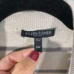 Eileen Fisher White & Grey Striped Cotton V-neck Blazer Style Cardigan Size PM Photo 3