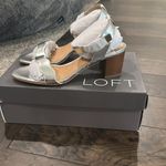Loft NIB  Metallic Silver Block Heel Sandals Sz 7.5 Photo 2
