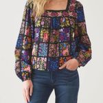 Printfresh Opening Day Patchwork Long Sleeve Blouse Black Photo 3