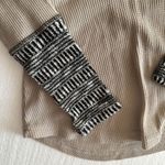 Elodie Long Sleeve Boho Distressed Thermal Waffle-Knit Cuff Details Small Winter Shirt Photo 4