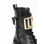 Moschino  Love Leather Combat Boots with Side Zip and Golden Detail Photo 3