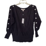 Catherine Malandrino  Med Boatneck Dolman Sleeve Button Detail Sleeves Knit Top Photo 0