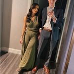 Lulus NWT Chic By Trade Olive Green Convertible Wide Leg Jumpsuit Large Photo 5