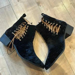 Journee Collection NEW  Tru Comfort Foam Aqua Bootie Blk Crushed Velvet Lace 12 Photo 2