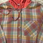 Plaid flannel hoodie with a relaxed fit Size L Orange Size L Photo 2
