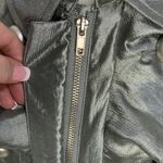 Fun Metallic Silver Luciano Dante Jacket L Ruffle Button Details Y2K Festival Size L Photo 2