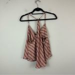 Free People  | Stevie Asymmetrical Stripe Satin Cowl Neck Tank Top Boho Retro XS Photo 5