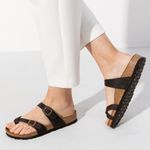 Birkenstock Women's Mayari Birkibuc Sandals Pebbled 38 Brown Black Photo 0